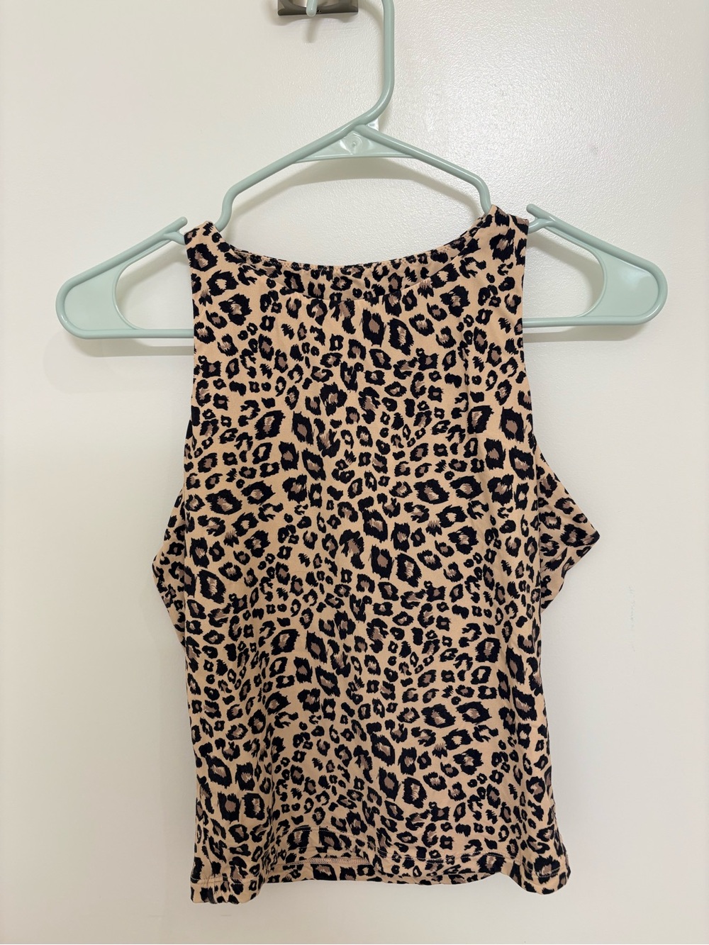 Leopard Print Sleeveless Tank Top - Beige/Black